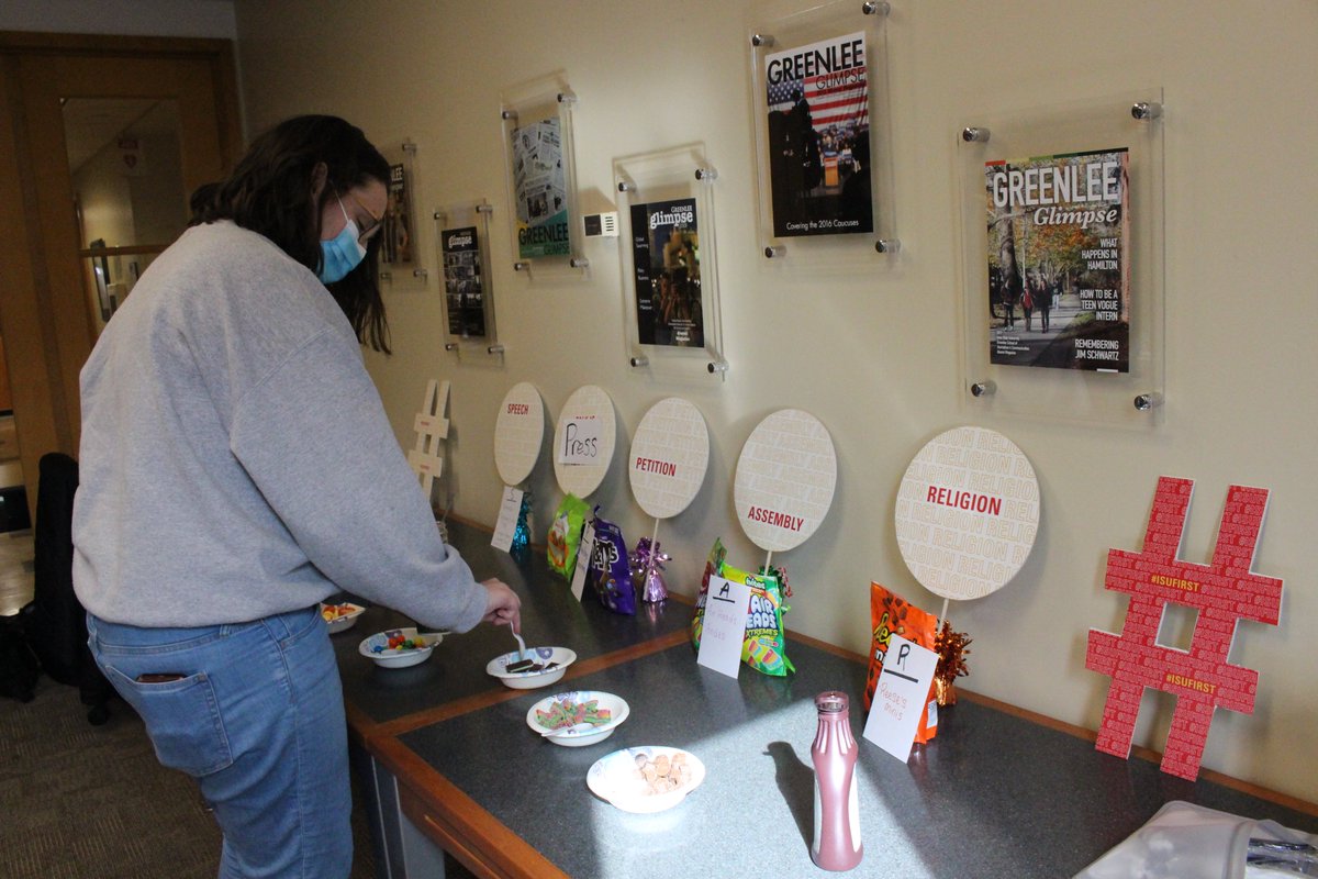 roosa_julie's tweet photo. Thanks to Mark Witherspoon and Kylee Haueter for reminding us why #studentpressfreedom matters. And for giving us a reason to eat First Amendment Sundaes with five freedoms toppings. #StudentPressFreedomDay #isufirst #whygreenlee https://t.co/WRuJHgeceS