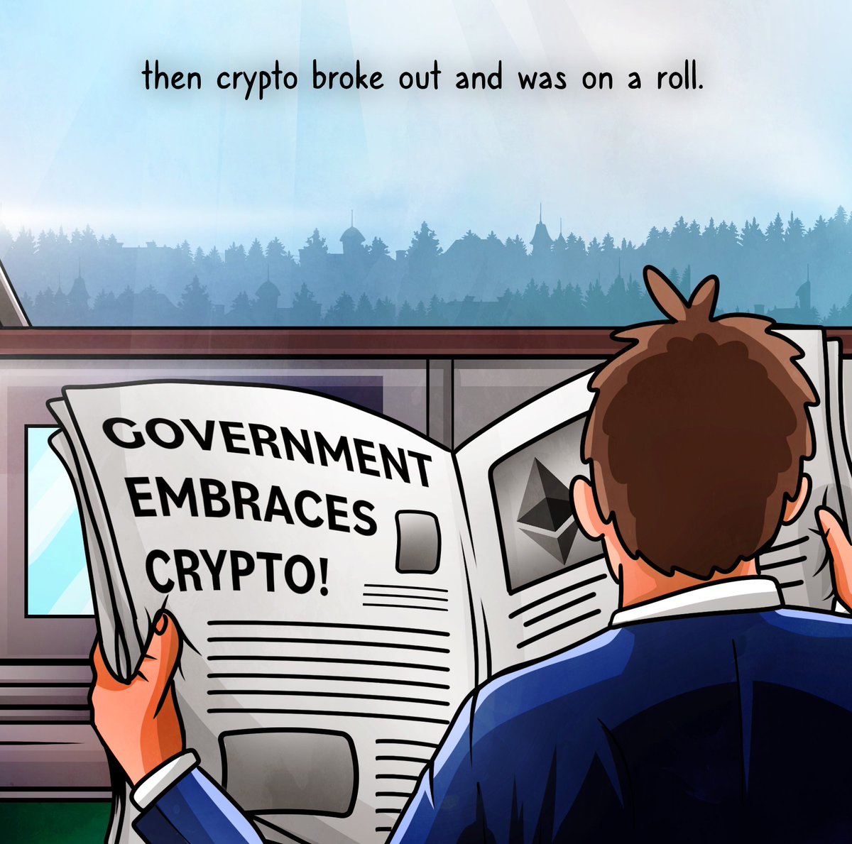 Here is Page 8 from my #kidlit book, 🚀To the #Moon:A Children's #Crypto Book🌕.

We see a newspaper article about a #government that adopted crypto!

You can buy on #Kindle for $3.99 or #FREE on KindleUnlimited

Official #Link: amazon.com/dp/B09RKQJQXJ/

#nft #nfts #btc #ETH #LUNA