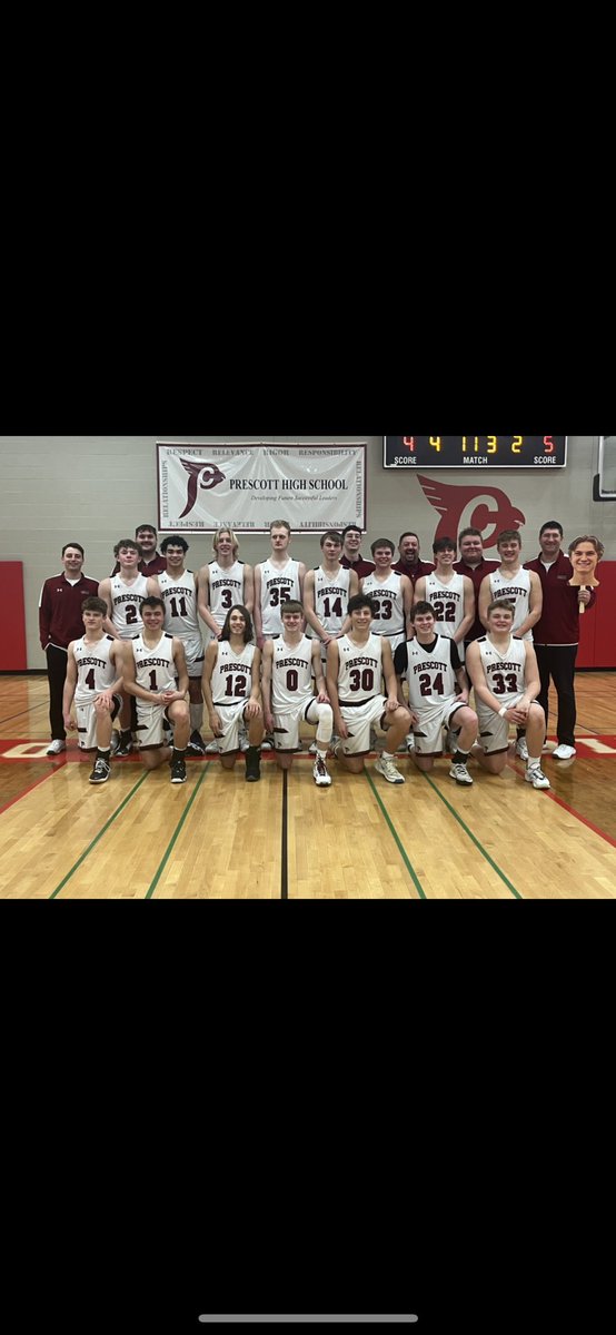The Prescott boys basketball team secures the Middle Border Conference championship tonight with a 74-50 win over Amery.

Prescott goes into the playoffs 21-2 and as the #1 seed in their region. The quest for a state title begins.