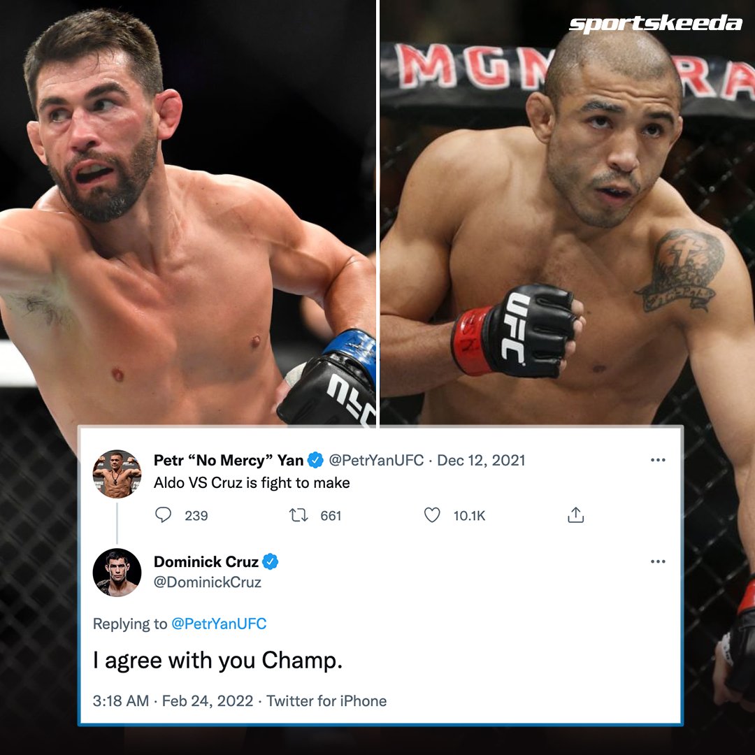 Dominick Cruz agrees with Petr Yan.

#dominickcruz #josealdo #ufcbantamweight #mma #UFC #sportskeedamma https://t.co/E8DpIeEY1V