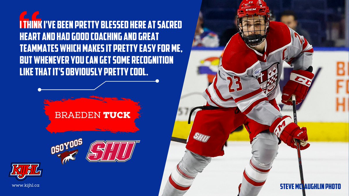 Braeden Tuck, an @KIJHLCoyotes alum, is a nominee for the Hobey Baker award and talked about his season with <a href="/SHUBigRed/">SHU Pioneers</a>.
Read about him 👉 ow.ly/flLN50I3VBf
#KIJHL #stepup