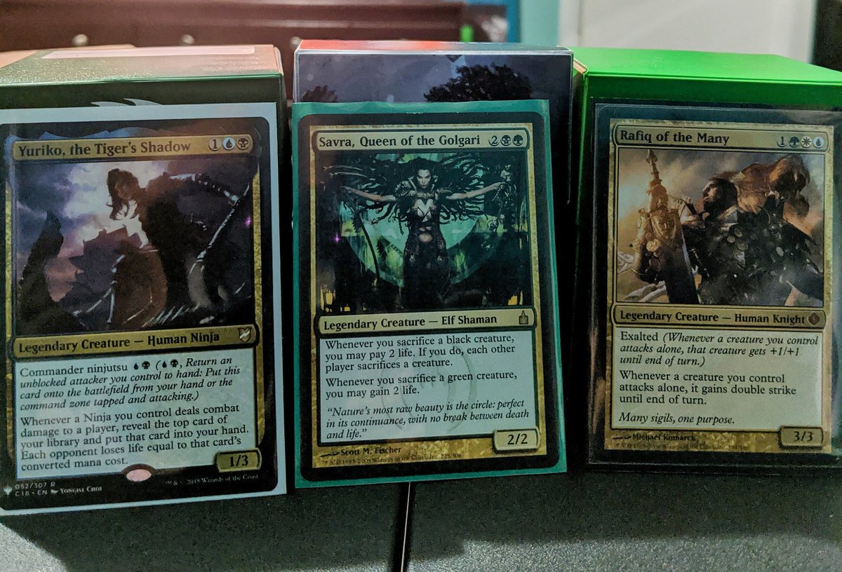 strayrelay's tweet photo. My 3 Generals for this season of @_CBCL  #MTG  #edh #magicleague https://t.co/29S49X194Z