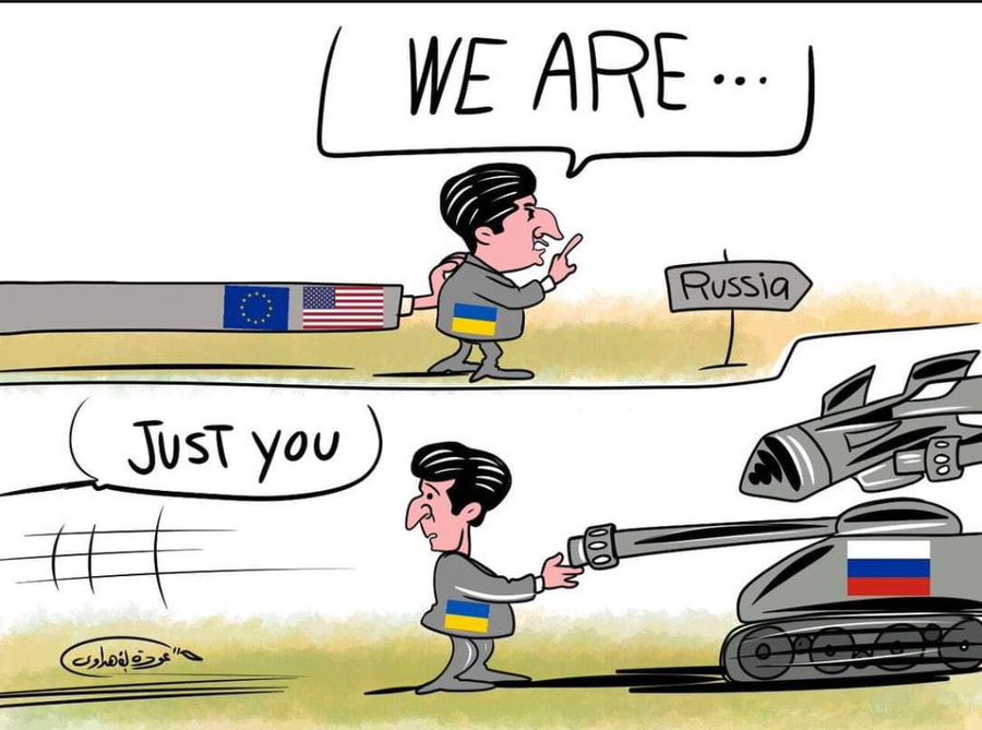 UsuarioMetiche's tweet photo. Esta caricatura no podría describir mejor como es que ha jugado con los ucranianos la #OTANCriminal https://t.co/RfVhFxfjRx
