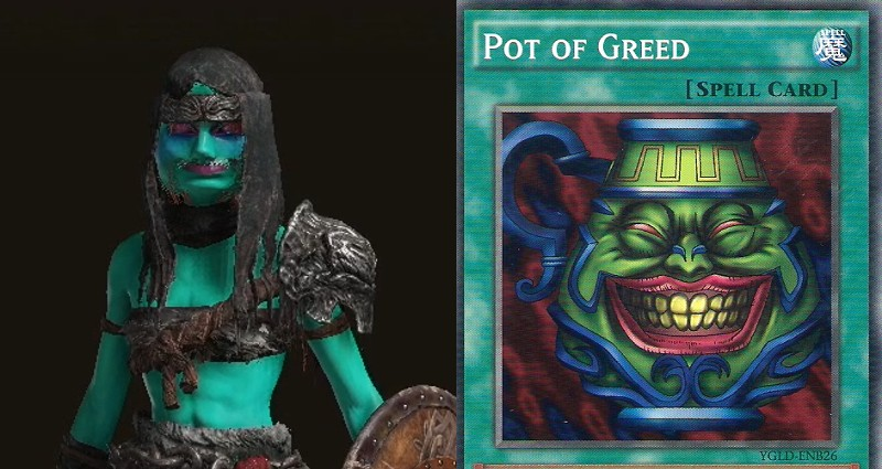 KatLink's tweet photo. When you accidently make pot of greed as your character #ELDENRING https://t.co/T7EEJqIxKb
