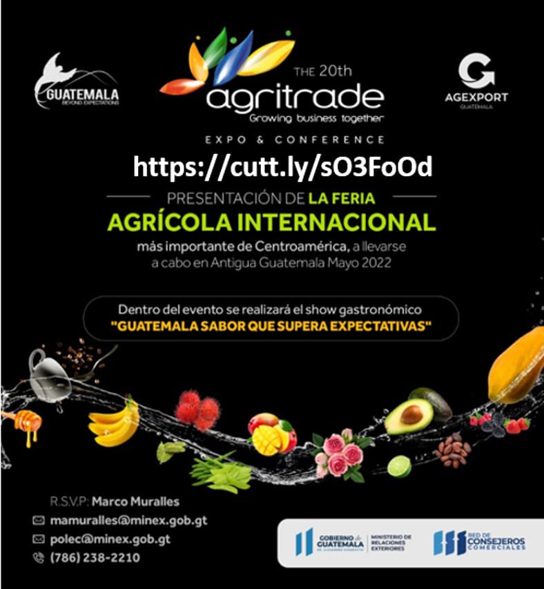 Acompañe mañana a 50 importadores agrícolas de Florida en el lanzamiento en Estados Unidos y show gastronómico de Agritrade 2022, inscríbase aquí cutt.ly/sO3FoOd