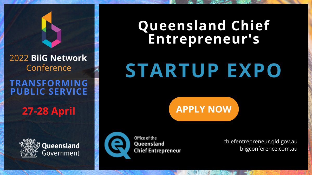 biigqld's tweet photo. Are you a startup with headquarters in Queensland? Is your solution market ready?  Will your solution benefit Qld and local government? Join us at #biig2022 and meet with public sector leaders from across government. Apply by 18 March https://t.co/xSzTvXvhbE https://t.co/hJ3nhvG6vj