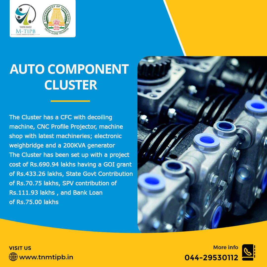 fametamilnadu's tweet photo. The auto component cluster is concentrated in the districts of Chennai, Tiruvallur, Krishnagiri & Hosur. They cater to the companies like Ashok Leyland, TVS group of companies, Hyundai, Ford, Hindustan Motors, Royal Enfield and Tafe
To know more: https://t.co/pTLsuTiZyx
#MTIPB https://t.co/ptwXYZCb8J
