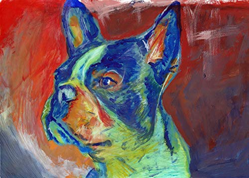 Abstract Boston Terrier Wall Art Print, Colorful Boston Terrier Memorial, Dog Owner Gift, Dog Nursery Decor, Boston Bull Painting Decor Hand Signed By Oscar Jetson Choice Of Sizes oscarjetson.com/products/abstr… #art #painting #decor