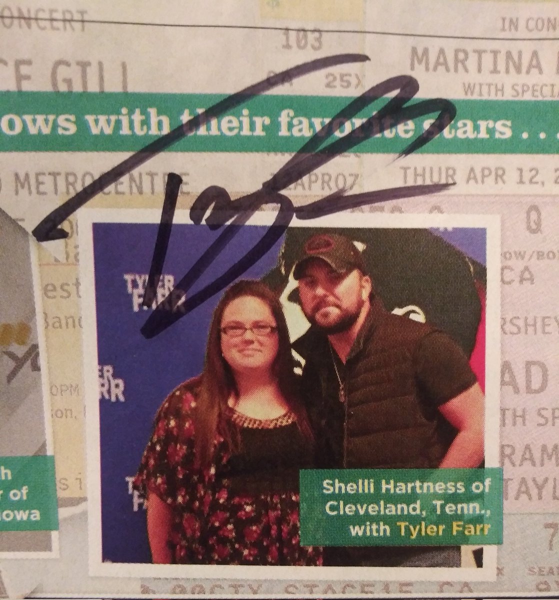 Shelli_Hartness's tweet photo. One of my favorite autographs from @tylerfarr the time I was in Country Weekly magazine with him https://t.co/1w9pd4La0A