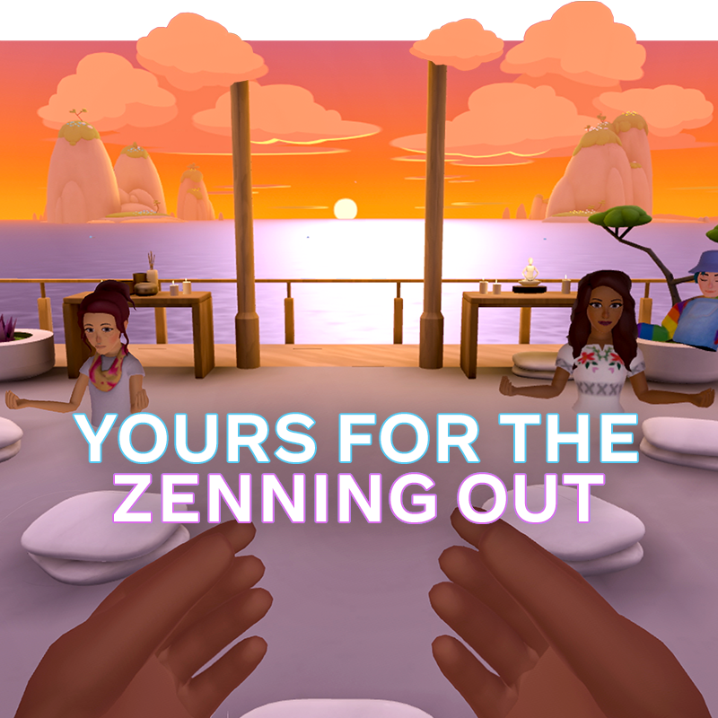 MetaHorizon's tweet photo. Whether it’s making new friends in a game of 3 on 3 laser blasting or meditating quietly by yourself, in Horizon Worlds the possibilities are endless.