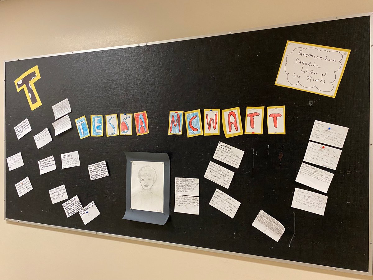 educ4peace's tweet photo. Bulletin boards featuring Tessa McWatt (author) and key people and places on the Underground Railroad as part of James Kennedy Elementary’s celebration of Black History Month. #think35 #BHM https://t.co/dmyQwxTsnb