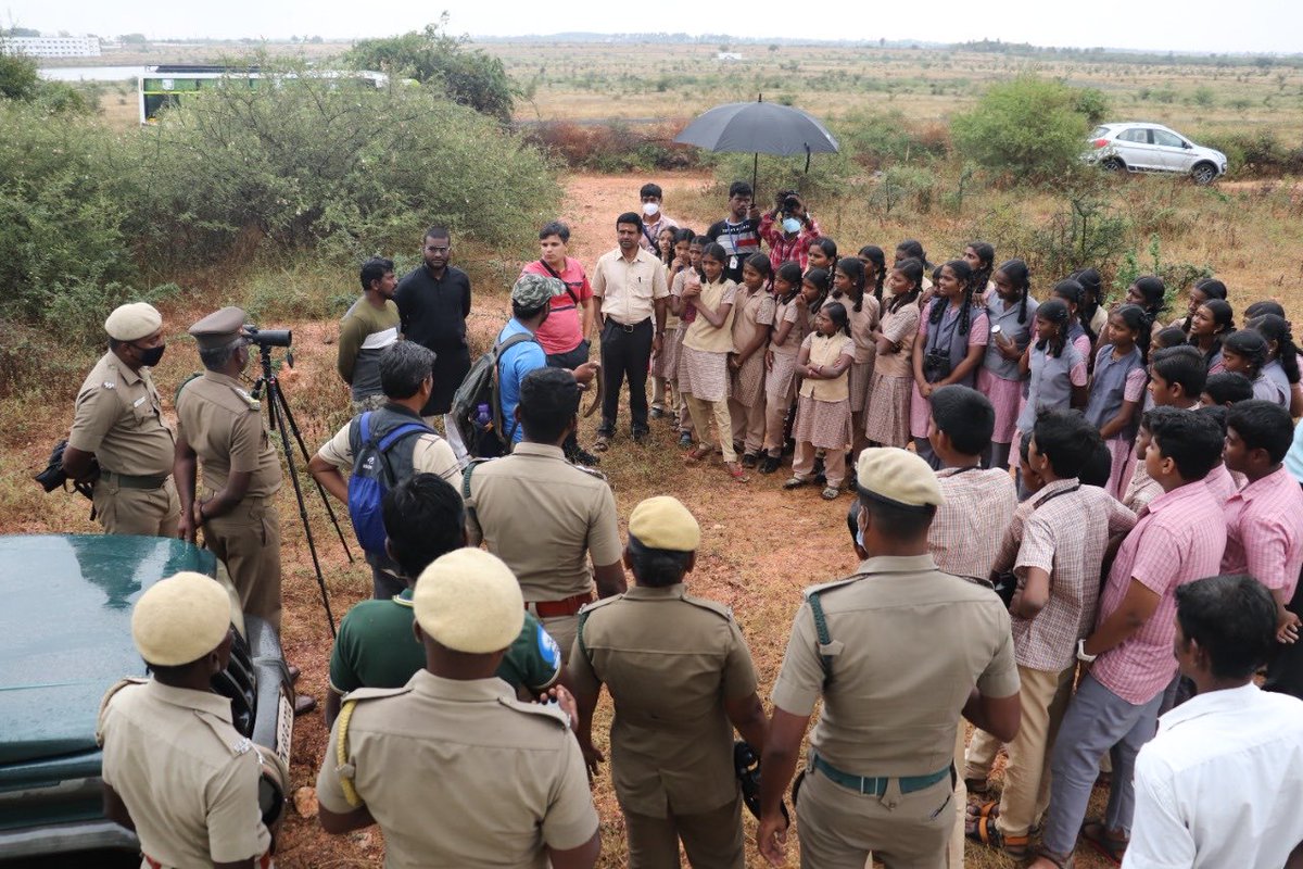 division_forest's tweet photo. The first step towards change is awareness. Eco awareness camp at Vallanadu Blackbuck Sanctuary with students from Govt higher secondary school Vallanadu, Thoothukudi.#VBBS https://t.co/tp9QiFxFyh