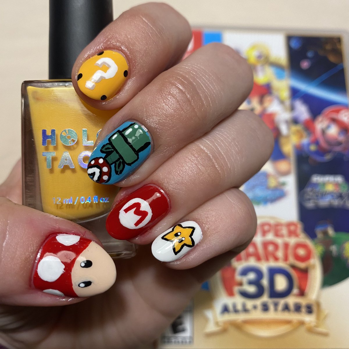 ChristineB_201's tweet photo. Someone please say nice things about my nail art. I don’t want to admit how long this took me 😅
#Mario #nailart https://t.co/zUGv7wOzsT