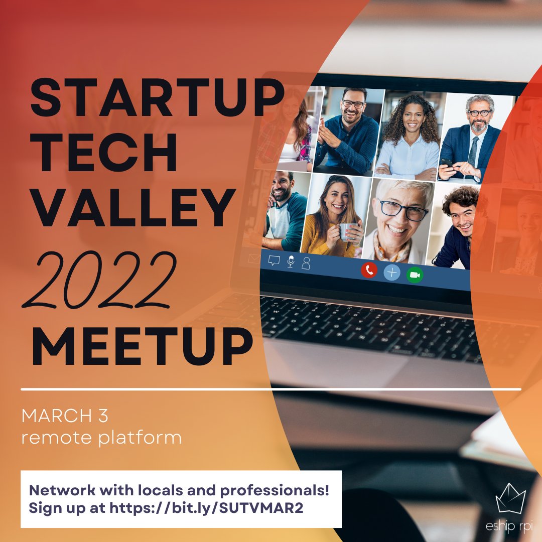 EshipRPI's tweet photo. Hear from early-stage tech companies and network with local business communities online!!
#entrepreneur #entrepreneurship #startuptechvalley #newyorkSMB #economicdevelopment #NYS https://t.co/2r1nRcuvRQ