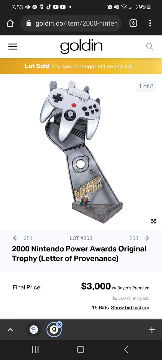 ArtofNP's tweet photo. Hi! This Nintendo Power trophy sold at @GoldinCo this week. If the buyer is after the rare n64 Millennium Controller, the @GameArtCollect museum archive is interested in the rest of the trophy. We are a 501c3 non-profit, so we can buy it or you can donate it for a tax deduction. https://t.co/pyWhxb36uT