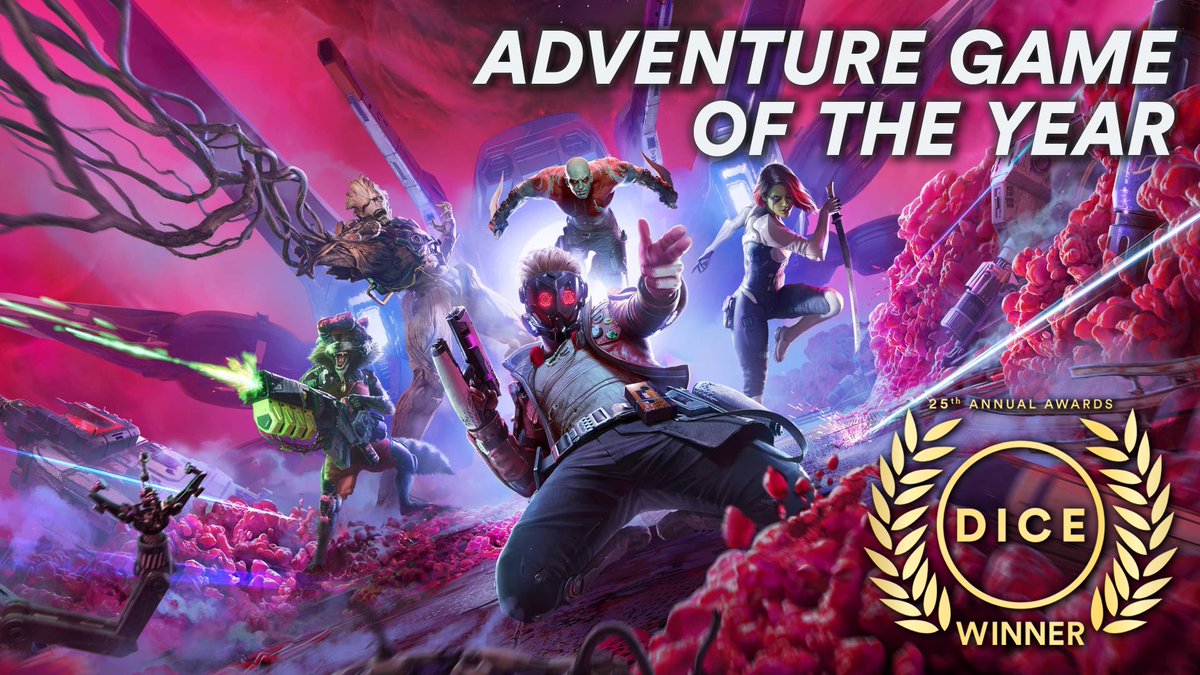 Congratulations to <a href="/GOTGTheGame/">Marvel's Guardians of the Galaxy</a> for winning the #DICEAwards for Adventure Game of the Year! #GOTGgame