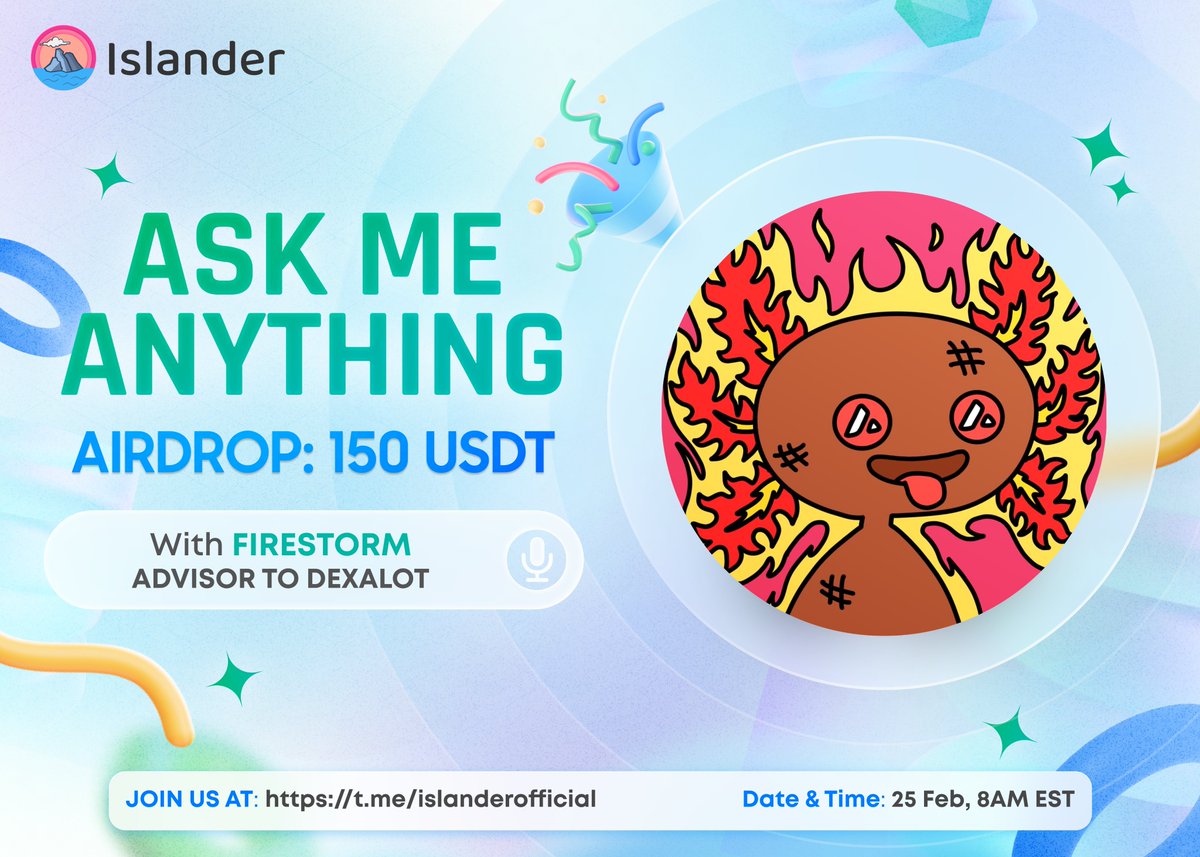 Islander_io's tweet photo. 📢AMA ANNOUNCEMENT📢

We're pleased to announce our upcoming AMA and @dexalotcom will be the next guest. To know more about Dexalot &amp; their campaign, JOIN US!

📍https://t.co/43n11c4M09
🗓25 Feb, 8AM EST
💵150$ GA

If you have any questions, just drop it here.
See you 😘 https://t.co/hKPhsk534i