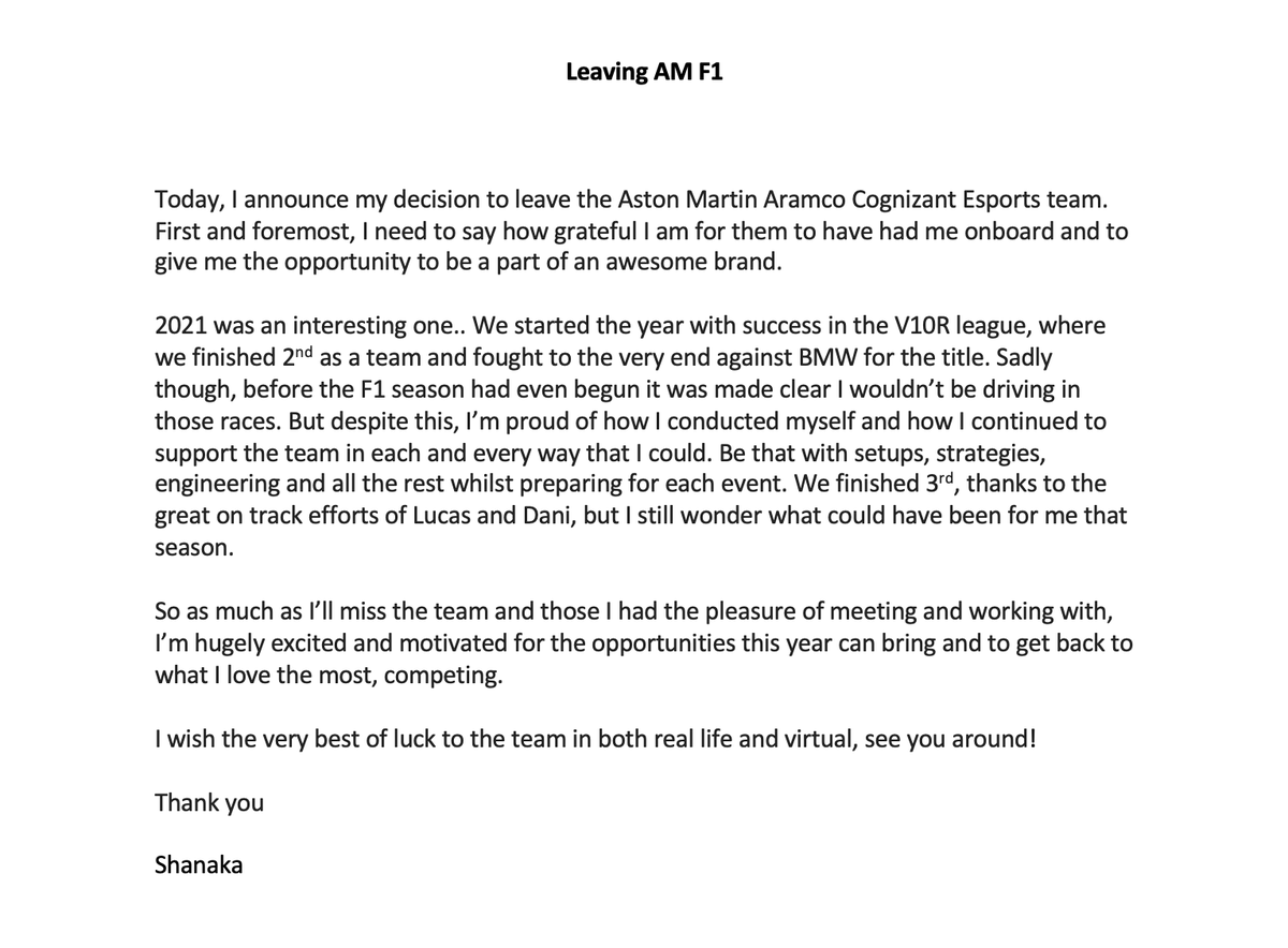 Announcement: Leaving AM F1