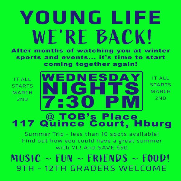 TimOBrienYL's tweet image. Central PA Young life is back!!! Let’s come back with huge party! Wed 7:30 pm at TOB’s.