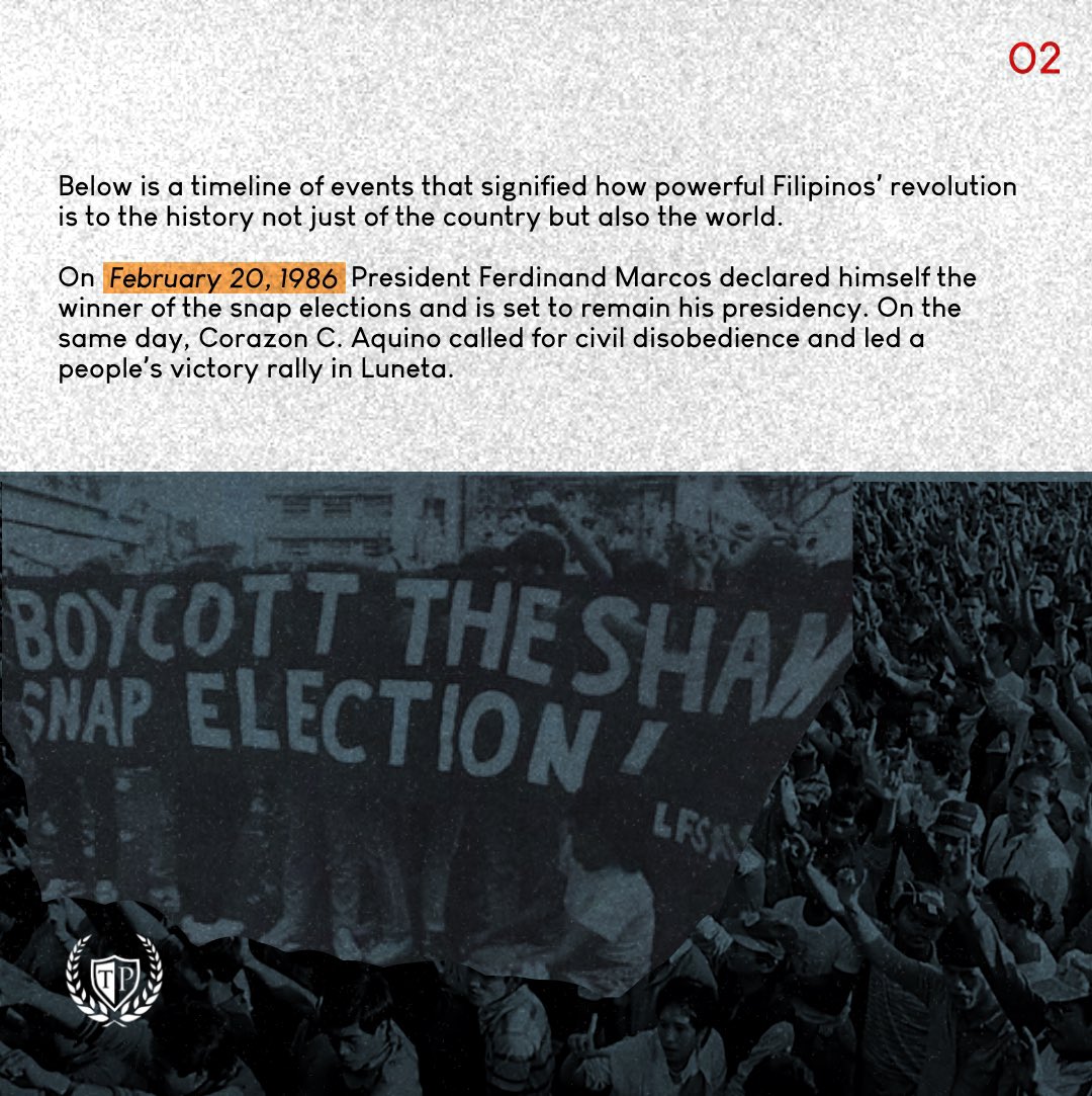 ThePremierBNHS's tweet photo. Democracy against Autocracy: Powering the Voice of Freedom in Confronting Tyranny

Four days to remember, People Power: Series of events to Philippine democracy. (1/5)

#EDSAPPR2022
#EDSAPPR36 
#EDSA36 
#BNHS_SHS
#BNHSSHS https://t.co/OLr81UDWD1