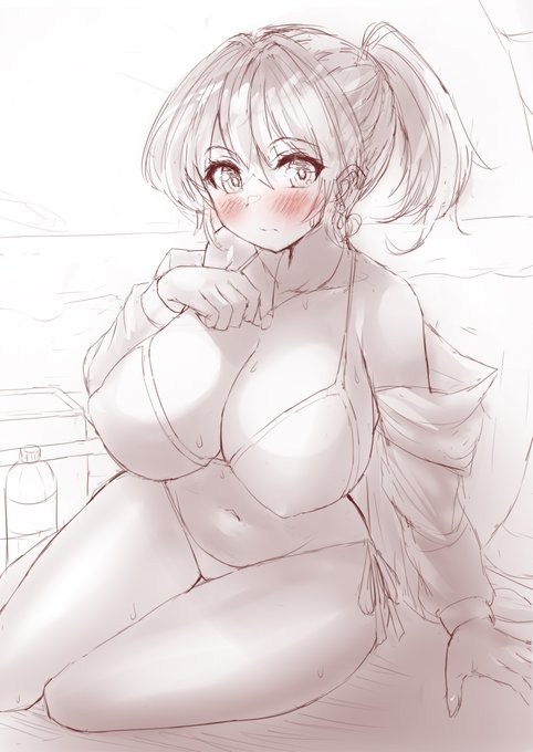 最近塗りばっかりでたまにはラフ切らないと感覚忘れそうなので思い付くままに水着ボインちゃんを生成 