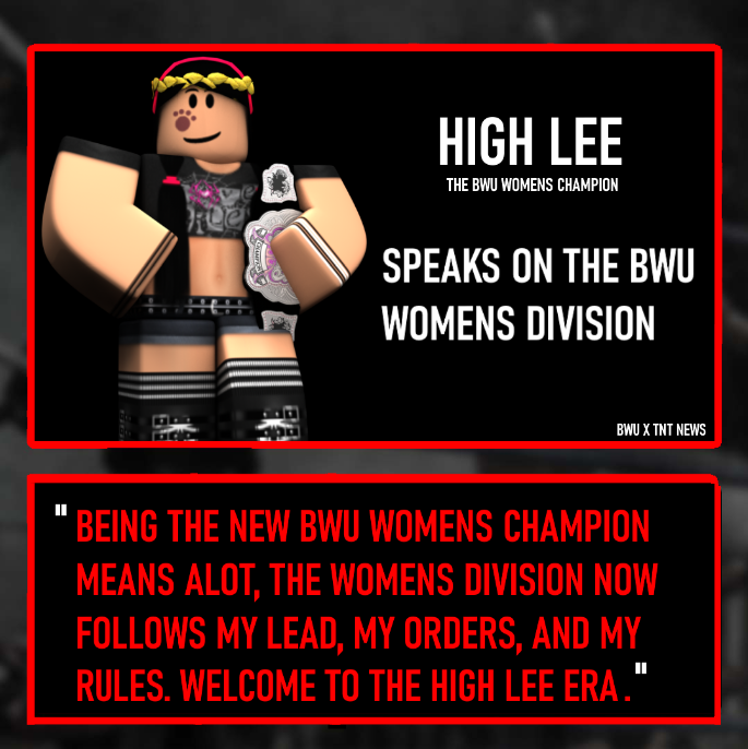 BWU_RBLX's tweet photo. TNT Got to speak with Royalty Womens Champion on the BWU Womens Division; here’s what she said. https://t.co/qr9waaEDow