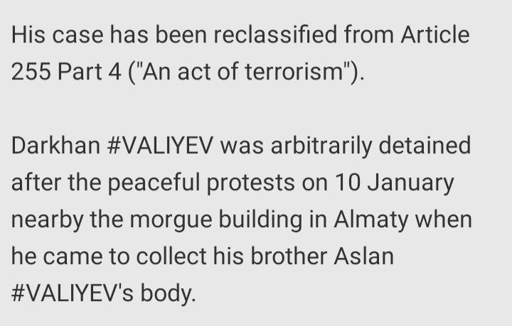 Menzada2's tweet photo. 4/6
The Kazakhstani authorities are persecuting Darkhan #VALIYEV under Article 272 of the Criminal Code of Kazakhstan ("participation in mass disorders") for his participation in the protest on 5 January 2022 in Almaty. https://t.co/ZZ1r9UokZB
