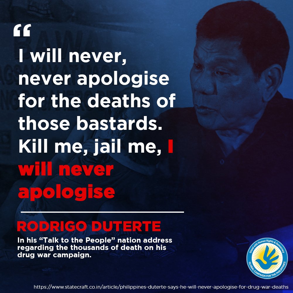 stand_global's tweet photo. Though his allies deny that Duterte is responsible for the drug war killings, Duterte brags about and takes credit for them. He has even compared himself with Hitler. https://t.co/xe74hncyFK