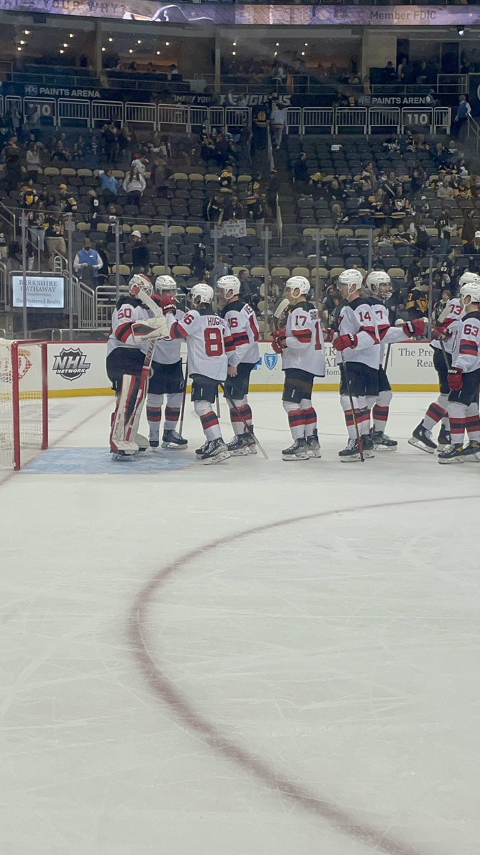 SNW46's tweet photo. Thanks for the Great Win tonight Gentlemen @NJDevils ! Let’s Go Devils!!! Plus due to the dominance it made less traffic when Devils fans left because the penguins fans bounced Early!  #NJDevils #winontheroad #ppgarena #teamwork https://t.co/3DbO3cRyW9