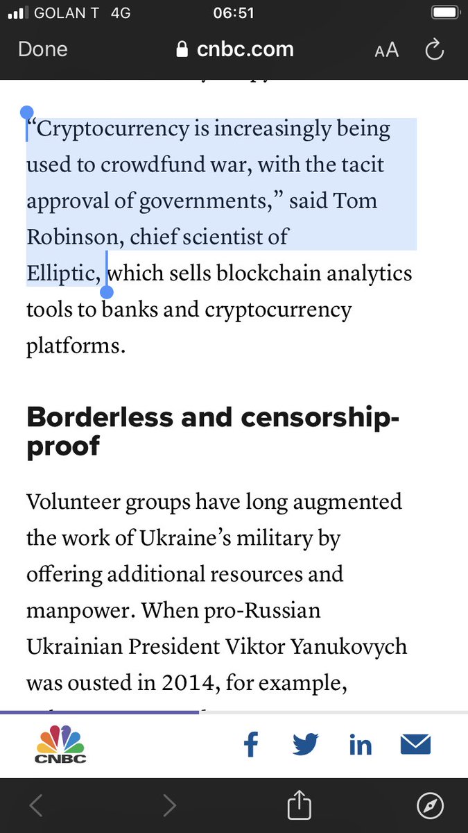 EdanYago's tweet photo. 1/5 I saw this unbelievable quote from @tomrobin of @elliptic, a company that does blockchain analysis.

I was sure CNBC had misquoted him and was about to let him know. https://t.co/up8ZOr6XuC