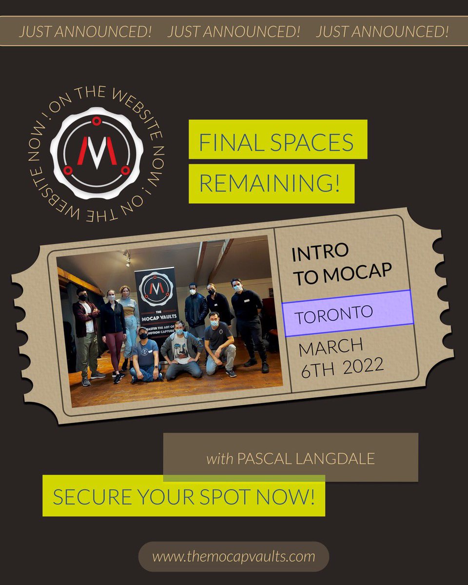 Last few spaces left for our INTRO to MOCAP class with <a href="/pascallangdale/">Pascal Langdale</a> in TORONTO on MARCH 6th. Please spread the word!  #mocap #actingclass #animation #fihitalperformance #toronto #canada