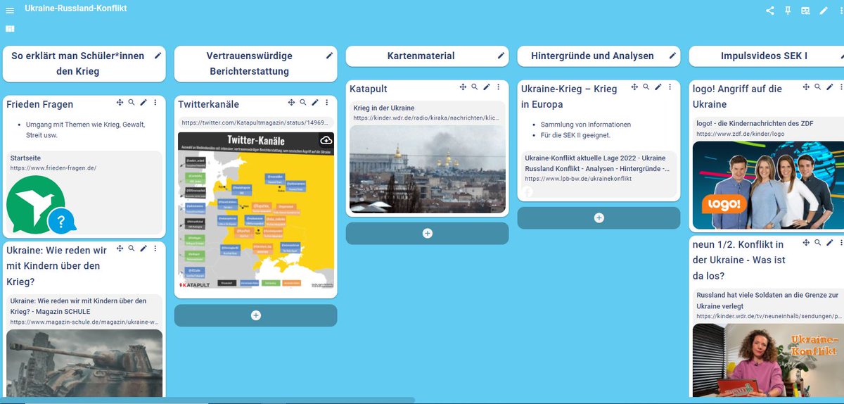 Materialsammlung die ihr gerne erweitern könnt zum #UkraineRussiaConflict für SEK I und SEK II. #twlz #twitterlehrerzimmer #twittercampus #politischeBildung #Geschichte #Geschichtsunterricht #Schule #KrieginEuropa
taskcards.de/board/31ff0f81…