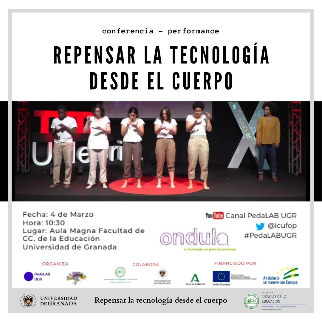 fcastvillar's tweet photo. Por fin tenemos a @ondula en la @FCCE_UGR ✨

  Repensar la Tecnología desde el Cuerpo.

Próximo Viernes, 10.30 h

via #PedaLAB @canalugr @icufop @aocafer ; @UGRdivulga @educaugr @MedialabUGR @MDaviip @medialabceaex @reunidinv @sursiendo @dieteticadigita  https://t.co/Ph4lnBtY1a https://t.co/Umcjfwvbnt