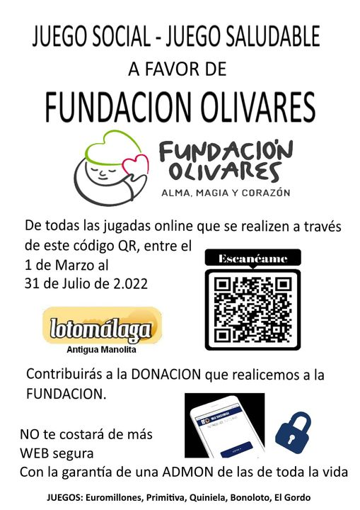 lotomalaga's tweet photo. Una forma innovadora de colaborar al desarrollo de las actividades de Fundación Olivares @FundOlivares 
https://t.co/Y0873ntyjL
RT esta publicación. https://t.co/0Hj5Zug8Lv
