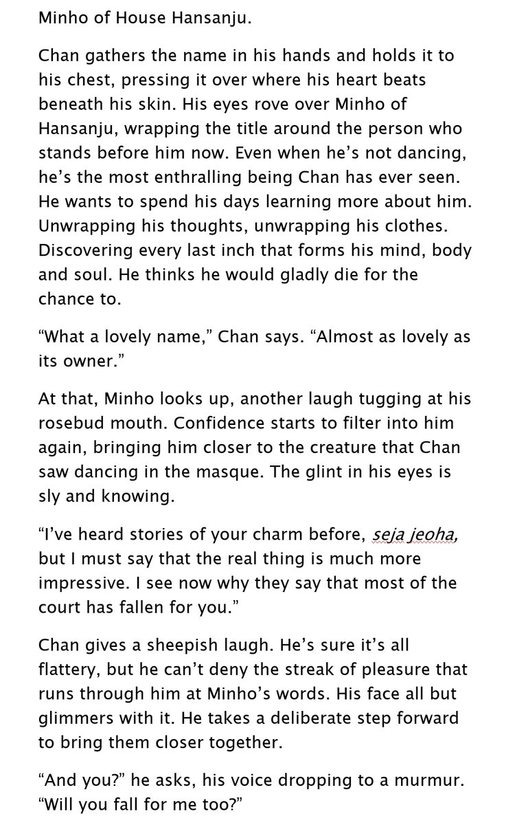 thotforcsy's tweet photo. spotify drabble challenge 🎶

- song: mad over you - runtown (#69)
- ship: mnchn
- for @hyunsunger
- in which crown prince chn takes one look at mnho and thinks: yes.
- vague historical setting, love at first sight, mh is pretty, i have no idea what i'm doing here https://t.co/ulrmdMaV9S