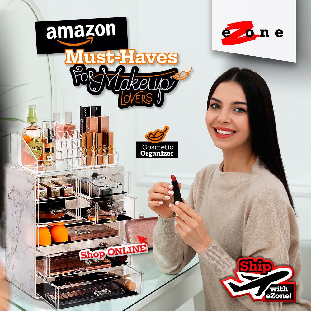 EZoneLimited's tweet photo. Are you a makeup addict? Then check out these must-have items to add to your vanity! Shop online at Amazon for more amazing beauty finds, then ship your packages with eZone and even have it delivered straight to your door! https://t.co/XtdSvmzAxN