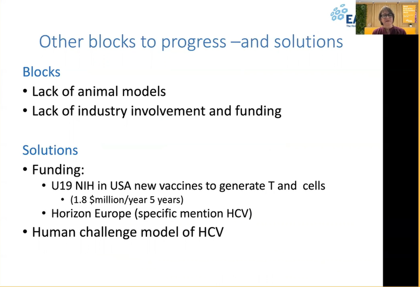 EASLedu's tweet photo. Is a #HCV vaccine still needed? 🤔
Eleanor Barnes says, YES!

Why is progress slow? 
Summary slides below⏬

#EASLspecial #ViralHepatitis #HBV 
@EASLnews @aelsharkawy75 @EuropeLiver https://t.co/5lRLUIQFGm