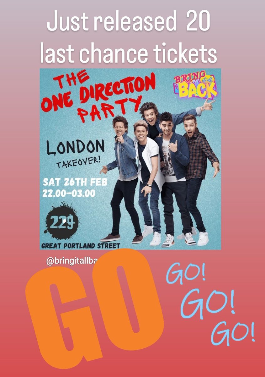 BIABCLUB's tweet photo. We had some ticket returns for this Saturdays One Direction Party at 229 London so we have our very last few back on sale NOW! Get 'em quick... 

https://t.co/lReyD1e4pF https://t.co/Sb5y1IDlba