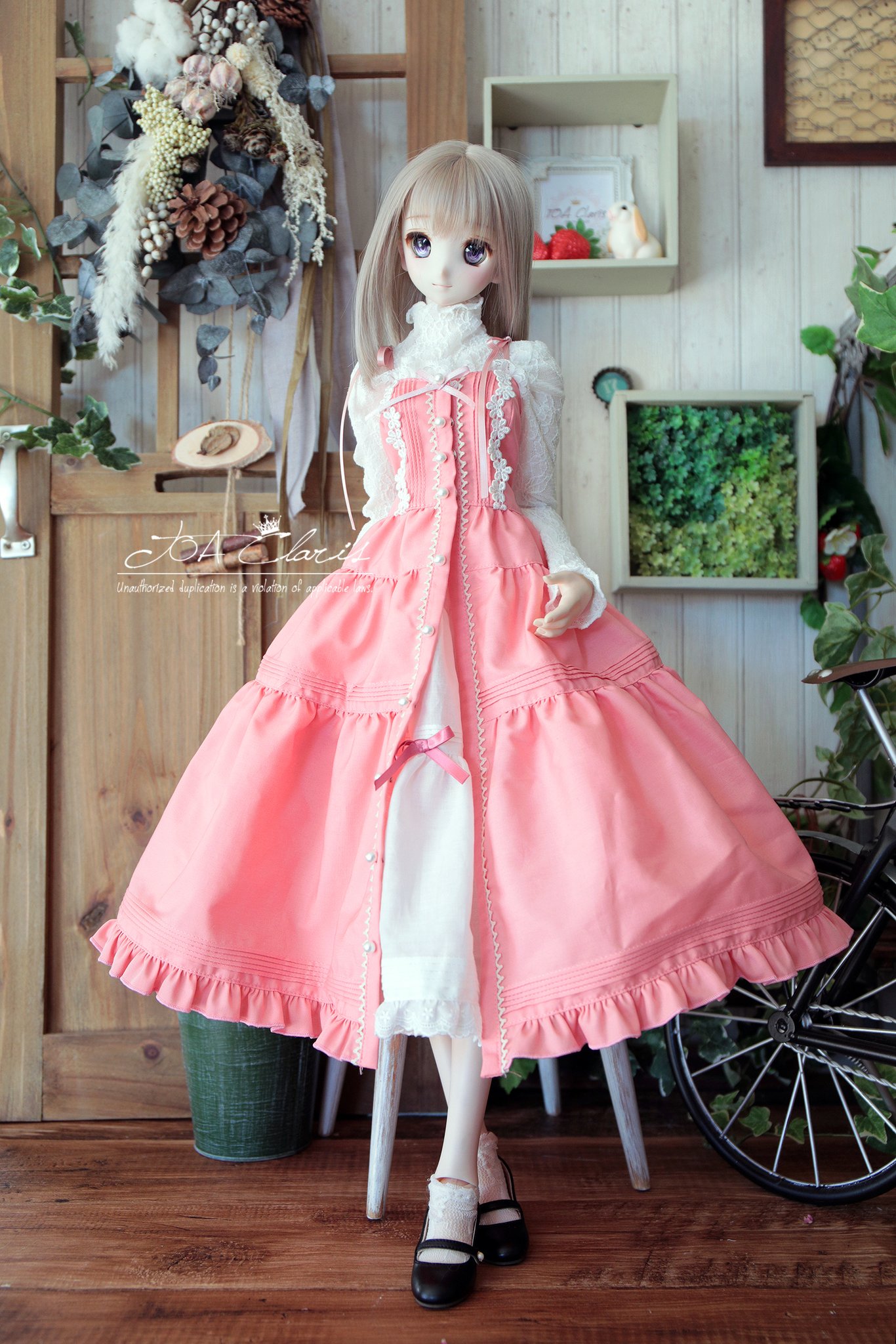 TOAClaris製(DD用)ワンピース TOA Claris様製 TOAClaris様 ピンタックワンピース DD用 ボルドー