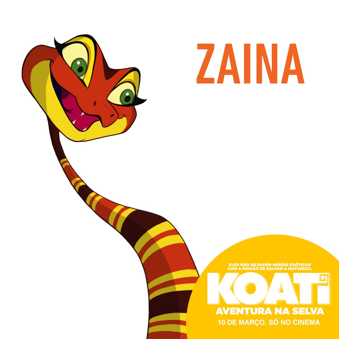 ZAINA é uma astuta e sedutora cobra coral, que enfeitiça até os seus maiores inimigos. Koati - Aventura na Selva. Uma animação para toda a família. 10 de Março. Só no cinema 

#omeuplanetaaminhacasa #koatiofilme #gilmariovemba #cinema #animacao #paratodaafamilia #prisfilmes