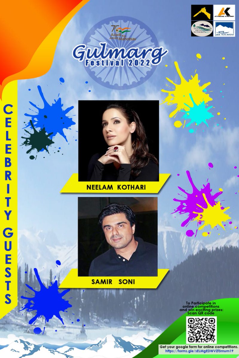 gulmargfest_22's tweet photo. #gulmargwinterfest were there is winter sports, music, scrumptious Kashmiri cuisines &amp; a chance to meet your favorite Bollywood stars @neelamkothari @samirsoni123 , be there on the 4-6 Mar 2022 at #gulmarg @adgpi @ChinarcorpsIA @RadioChinar @DailyExcelsior1 @RUBARUBARAMULLA https://t.co/XQ5Sk53rmf
