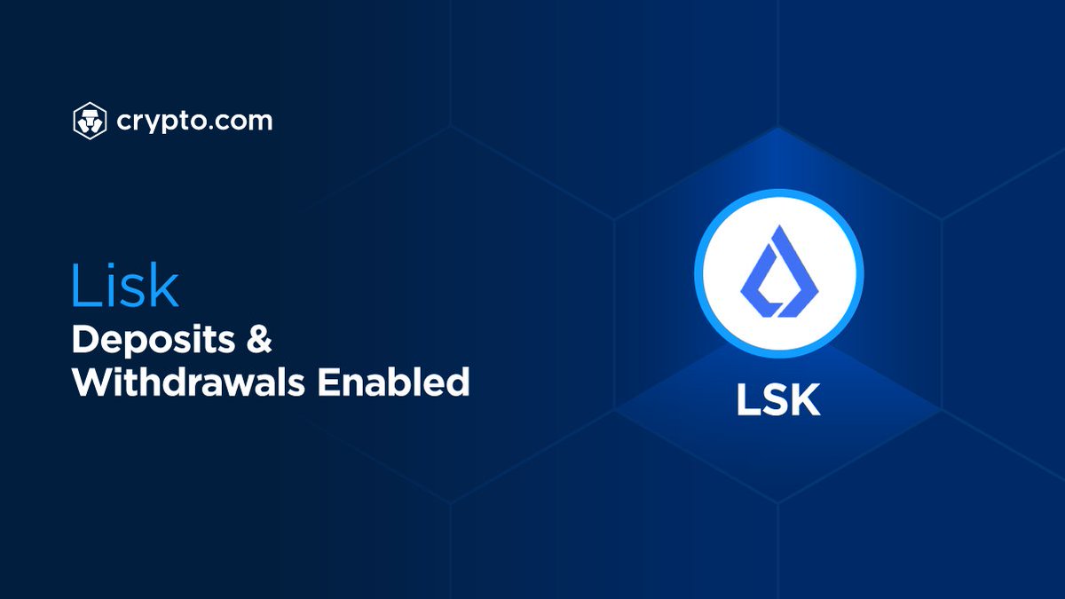 cryptocom's tweet photo. Deposits and withdrawals of $LSK via Lisk Network have just been enabled on the https://t.co/vCNztABJoG App. 

Deposit now 👉 https://t.co/TAz25E29Gr

@LiskHQ https://t.co/BaD77nP19t