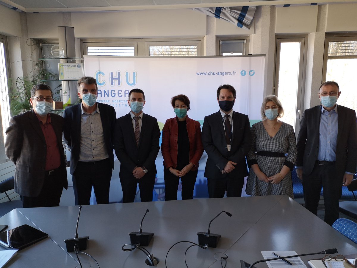 chu_angers's tweet photo. Cette #DRCI de territoire réunit le @chu_angers et les @ch_cholet, @CHLeMans, CH de #Saumur, @CH_HAUTANJOU, CH de #Laval , @CapucinsAngers, le #Cesame.

Objectif : favoriser l’évolution pérenne de la #recherche clinique interrégionale sur le territoire https://t.co/Cza7yXnRhR
