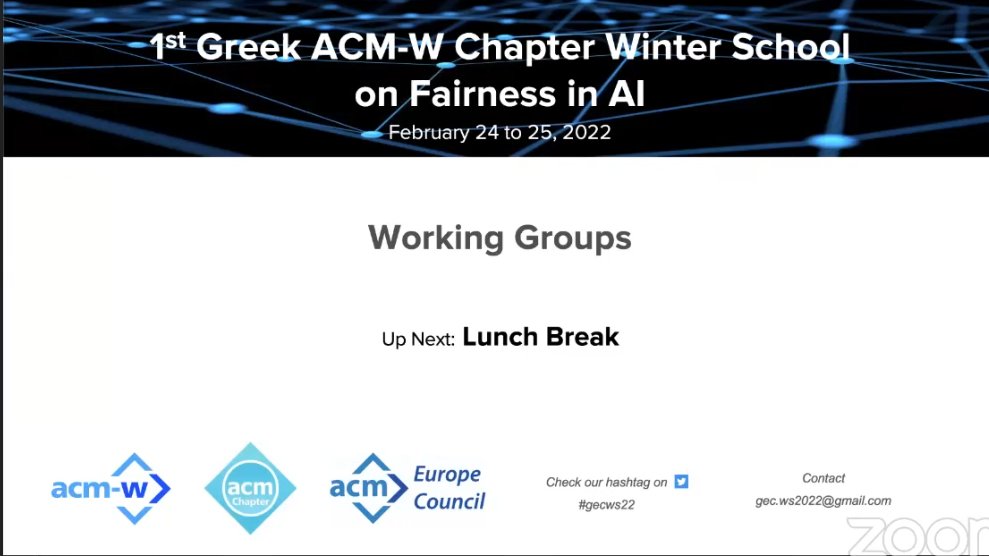 GreekAcm's tweet photo. ๐ด#Day2 #gecws22: Time for our working groups meeting and up next lunch break ๐ See you soon https://t.co/F2q5mjeJZe