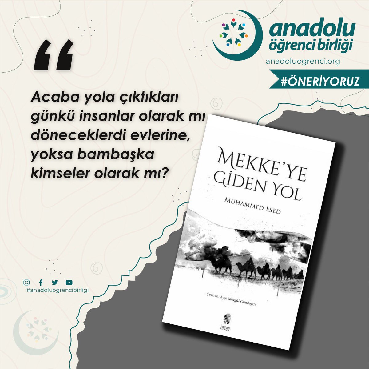 📚Haftanın kitabı ✨ Muhammed Esed’in Mekke’ye Giden Yol adlı eseri 📖
#ÖNERİYORUZ
#muhammedesed #mekkeyegidenyol