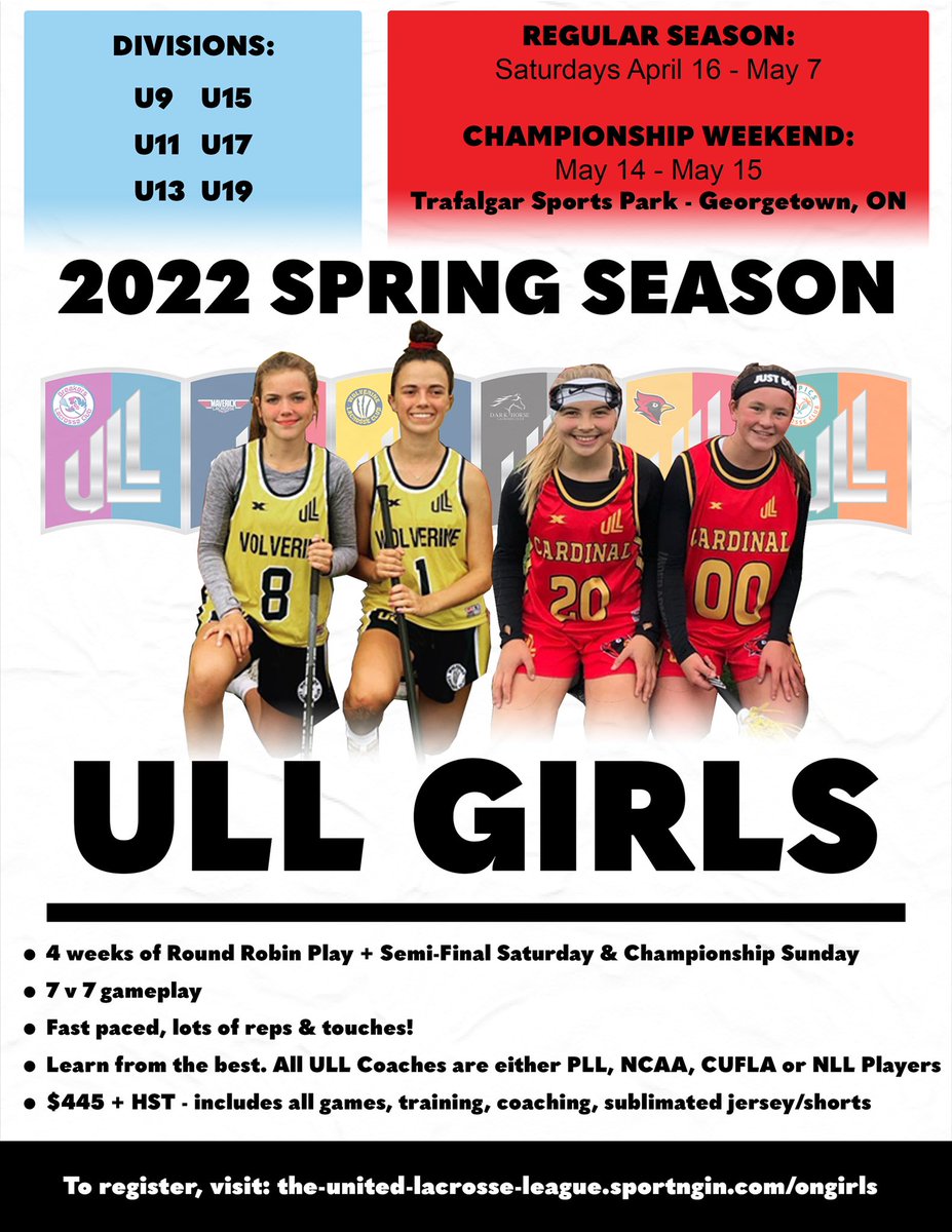 unitedlacrosse2's tweet photo. The ULL Girls league is back for Spring, 2022! Full details on our site. Registration is open. 
#WeAreUnited https://t.co/mr7pEFRDwP