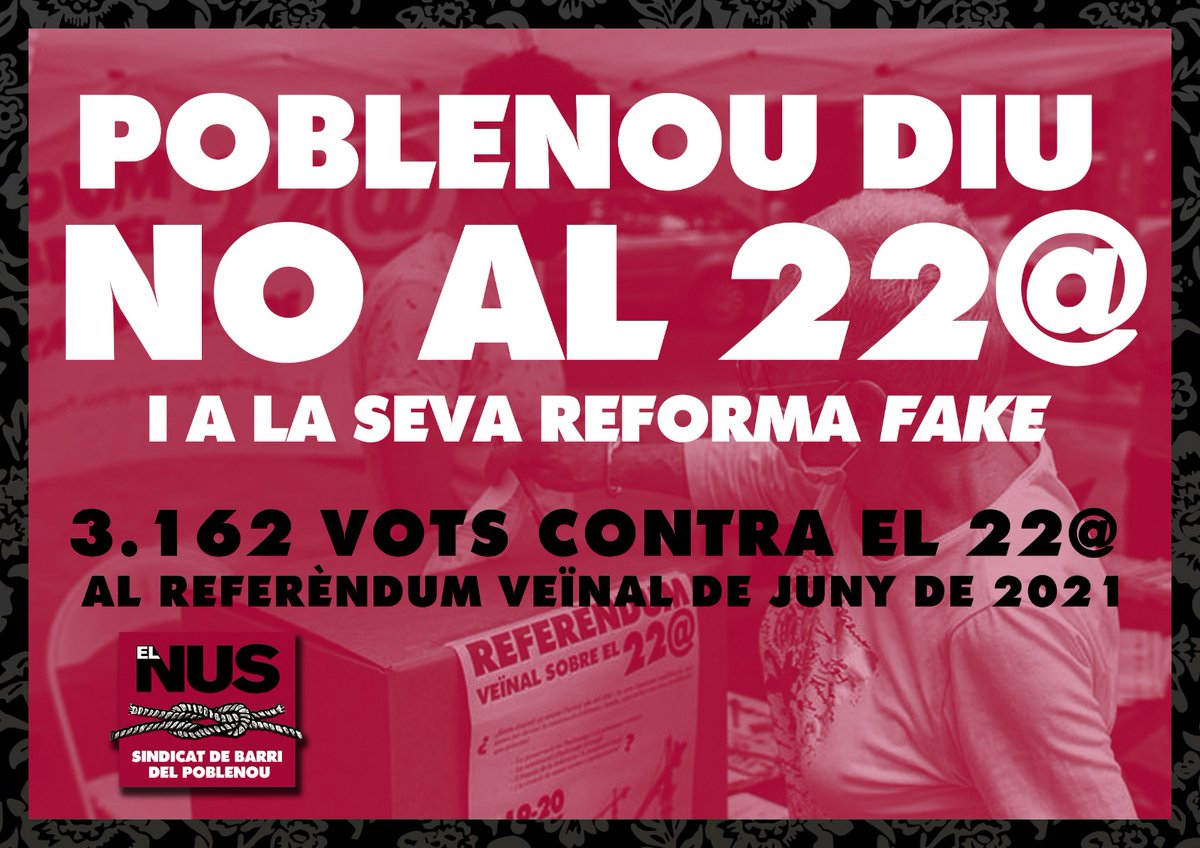 ❌ Avui s'aprova la reforma fake del 22@. No han escoltat el barri. 😡
Seguiran primant els interessos especulatius i immobiliaris. 🏗️

Poblenou diu #NoAl22arroba! 🙅🏽‍♀️
