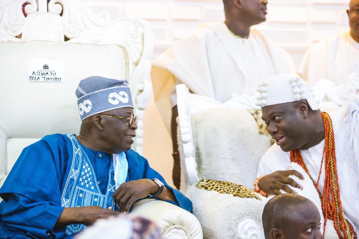 TheABATMovement's tweet photo. Asiwaju Bola Ahmed Tinubu visited His Royal Majesty, the Ooni of Ife as part of his consultation with key traditional stakeholders across Nigeria to seek his support and blessings. https://t.co/cYvHM4Fyh0