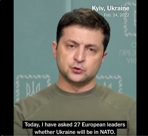 ‘I have asked 27 European leaders whether Ukraine will be in NATO .... Everyone is afraid, no one answers,’ Ukrainian President Volodymyr Zelenskiy said in a late night speech #Ukraine #Russia