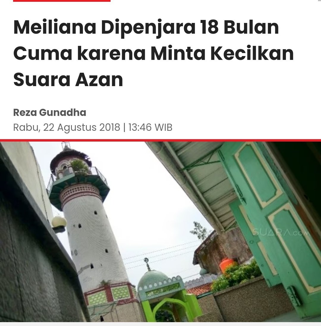 Aturan penggunaan TOA dibuat agar semua merasa nyaman dan tidak ada lagi MEILIANA baru yang dihukum 18 bulan hanya karena minta volume TOA masjid dikecilin.

Keributan soal TOA dipicu si maling Panci yang sengaja posting potongan video dengan caption provokatif.
#LaporkanRoySuryo